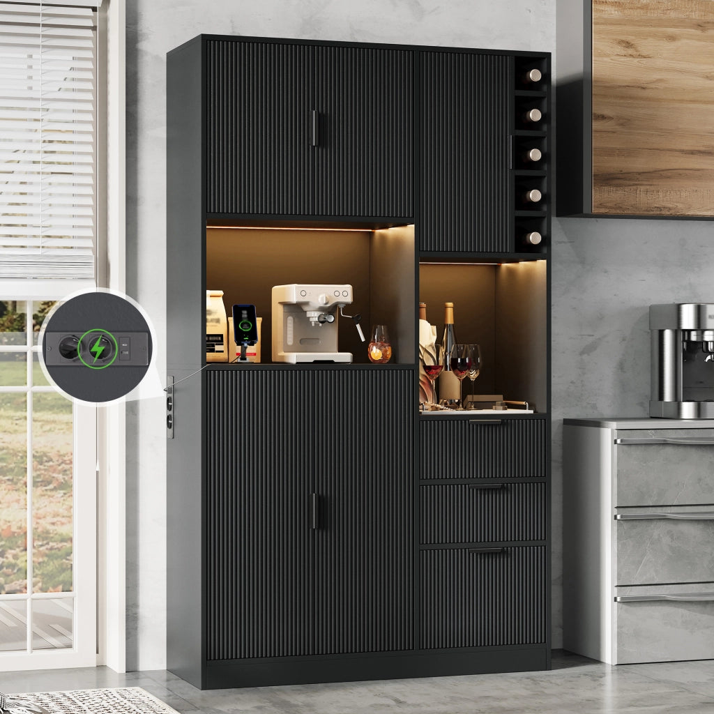 Mobile Cucina Alto con LED, Cassetti e Portabottiglie ¨C MINIMAL ¨C 180x105x40