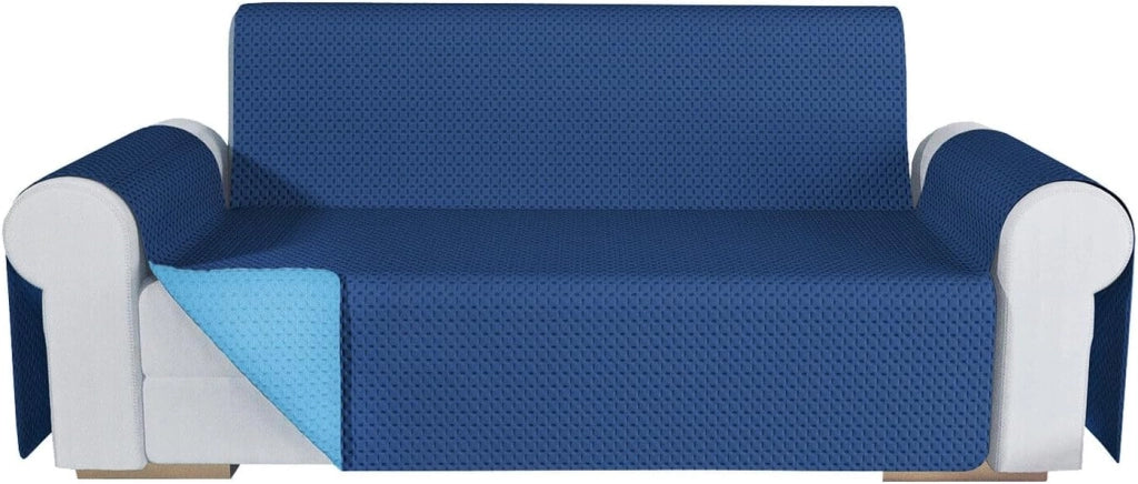 Copridivano Double Face Moderno Lavabile Fodera ProteggiDivano 4 Posti Blu
