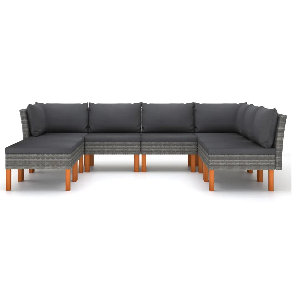 Set Divani da Giardino 8 pz con Cuscini in Polyrattan Grigio cod mxl 53389