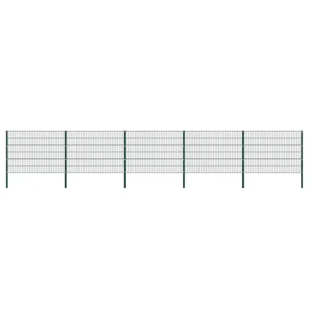 Pannello di Recinzione con Pali in Ferro 8,5x1,2 m Verde