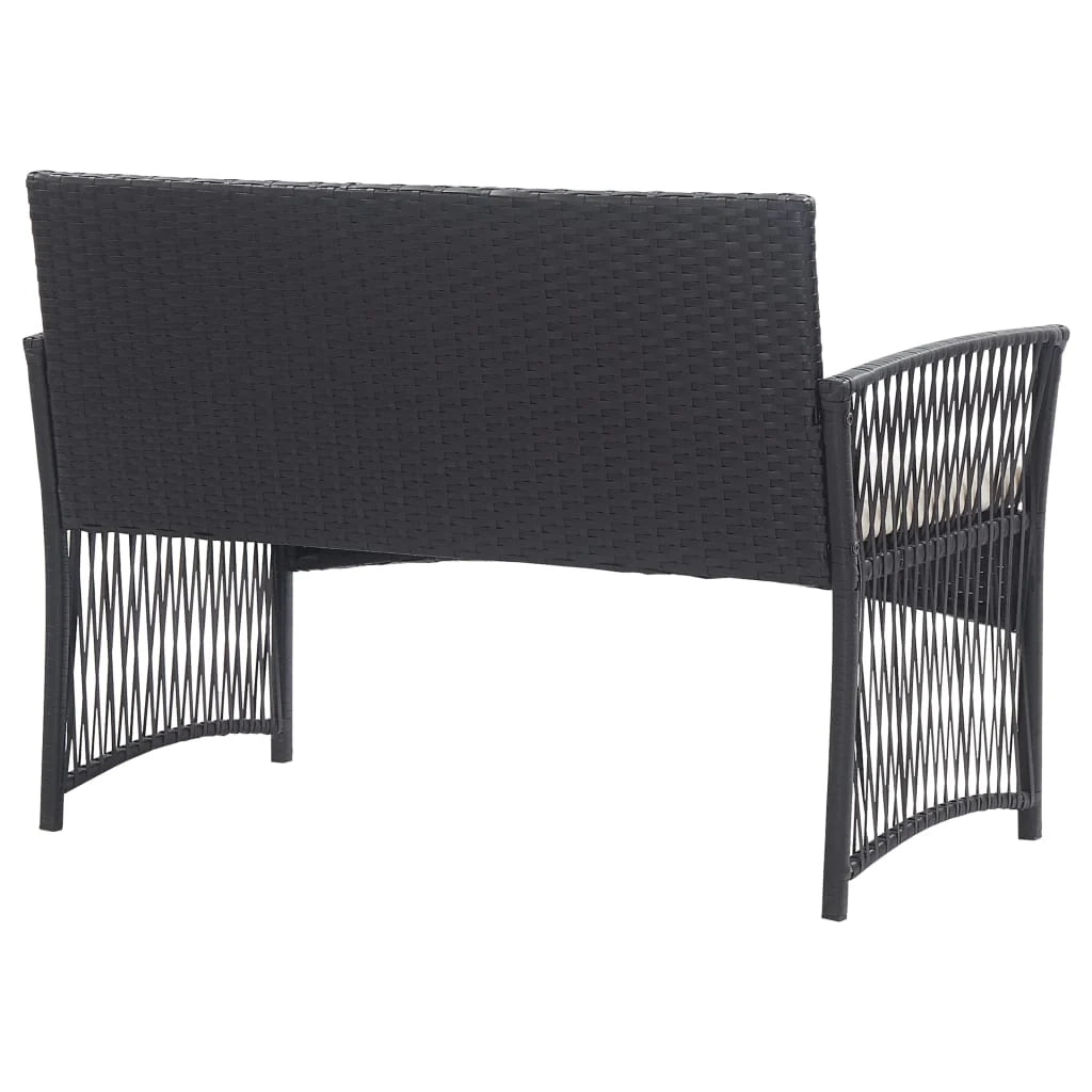 Set di mobili da giardino mobili da esterno set da 4 pezzi con cuscini resina intrecciata nera 02_0016075
