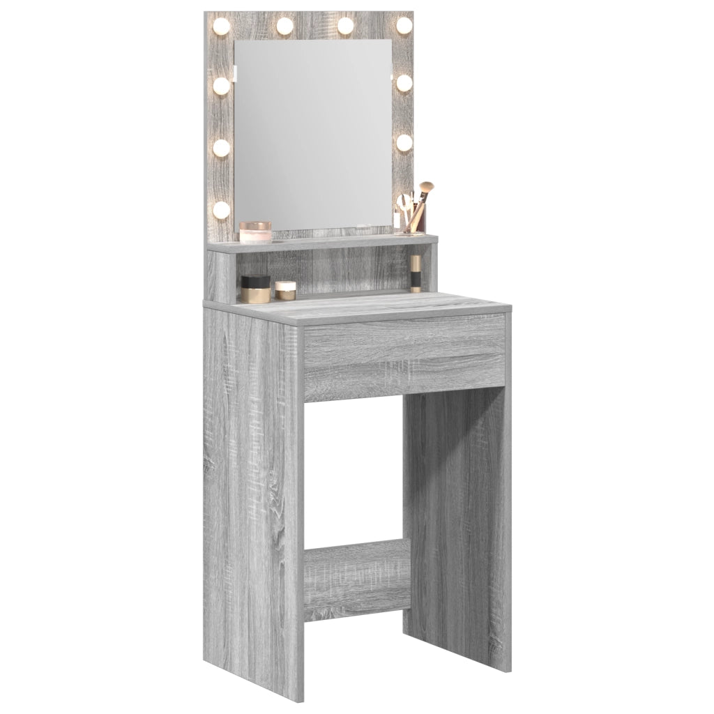 Tavolo da Toeletta con Luci LED in Grigio Sonoma - 50x41x135 cm