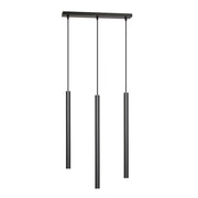 Lampadario 3 Luci Moderno Shu Acciaio Nero E Paralumi A Cilindri Sottili