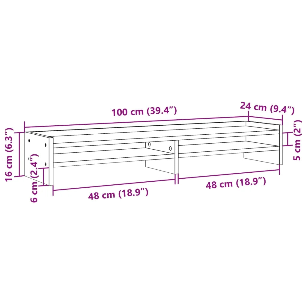 Supporto per Monitor Bianco 100x24x16 cm in Truciolato