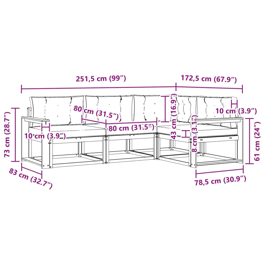 Set di divani da esterno 3 pz Bianco e Antracite Poliestere 3386381