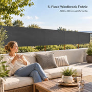 5-piece Windbreak Fabric 600 X 80 Cm Anthracite
