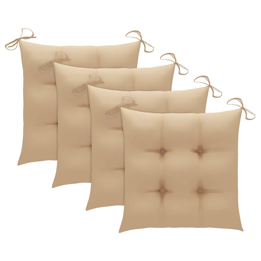 Sedie da Giardino con Cuscini Beige 3pz Legno Massello di Teak
