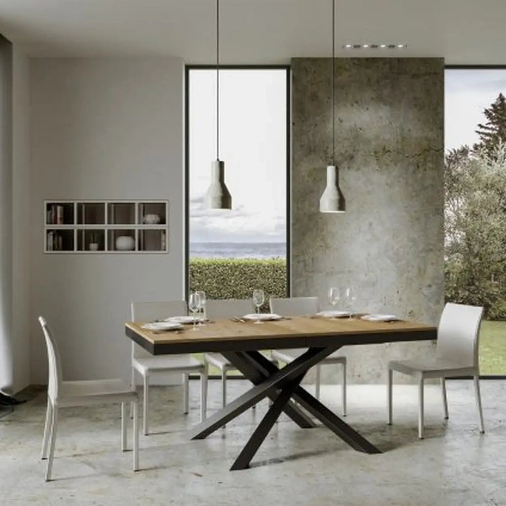 Tavolo allungabile 160/264x90 cm Volantis Evolution colore quercia natura telaio e gambe antracite