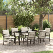 Set da Pranzo per Giardino con cuscino 7 pcs Marrone polyrattan 3380215