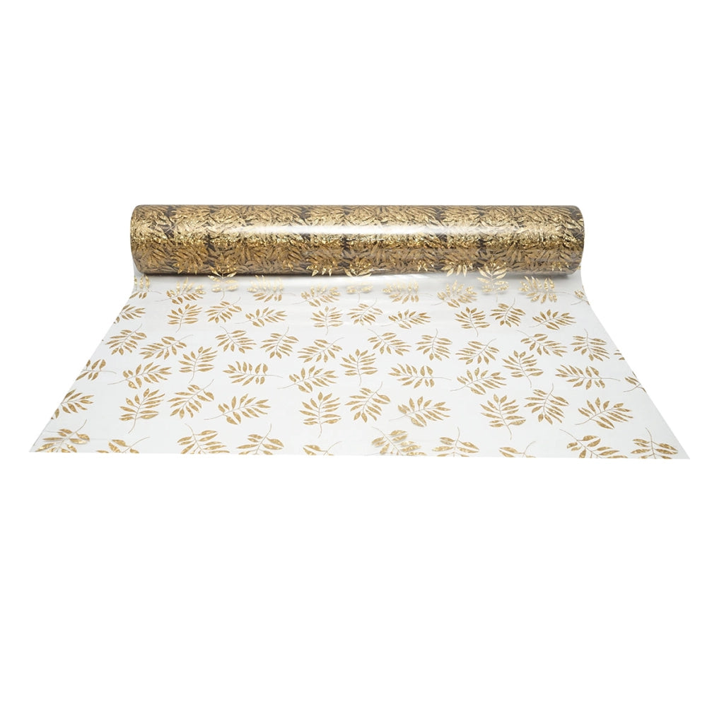 Rotolo pellicola protettiva per tavolo in PVC siliconato trasparente – modello foglie Materiale: PVC siliconato trasparente  Dimensioni rotolo: 1,00 × 20 m Breckner Germany