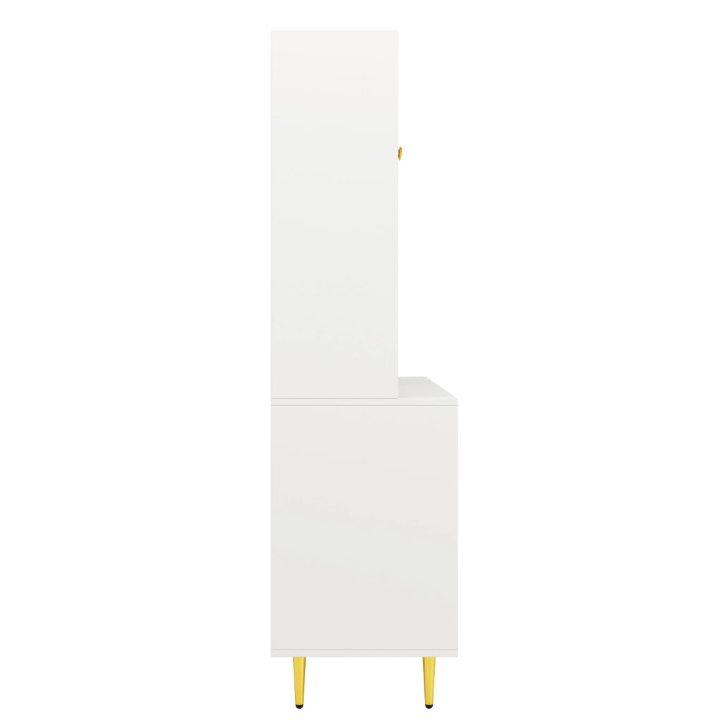 MADIA 145x39x171 cm Bianca in MDF con ante in vetro e portabottiglie