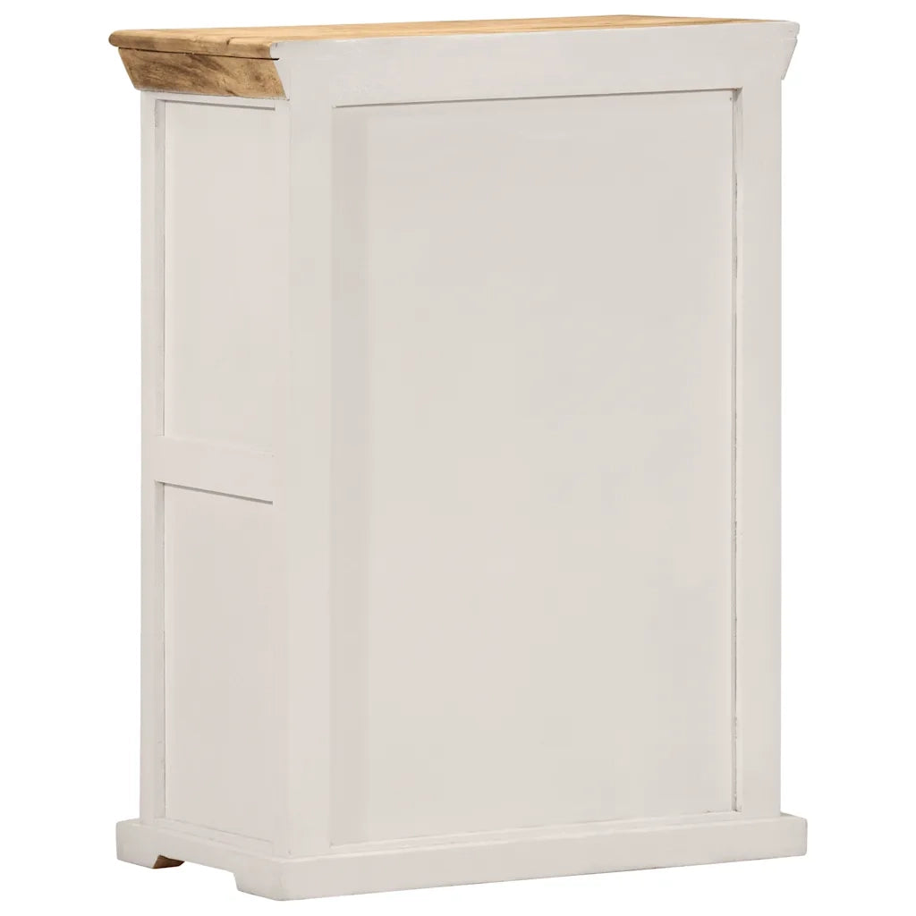 Credenza Bianca e Marrone 55x30x73 cm Massello di Mango Grezzo 4009374