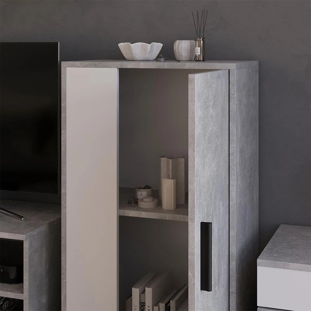 Credenza Berno, Cemento/Bianco, 50.1 x 87.3 cm con 2 scomparti