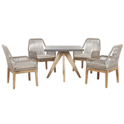 Set da Giardino Tavolo Quadrato in Cemento e 4 Sedie Beige moderno