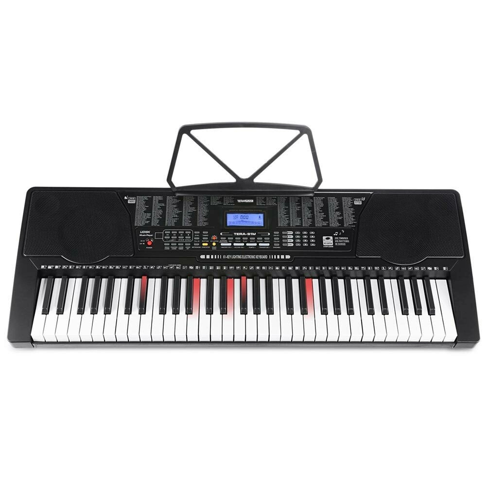 Tastiera Musicale Pianola Elettronica 61 Tasti Luminosi Pianoforte Attacco Aux