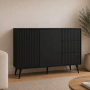 Madia Lemosato, Credenza un Ripiano, 135x40x98h cm Nero Antracite