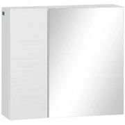 kleankin Armadio a Specchio da Bagno in Truciolato e Vetro con 4 Ripiani Regolabili e Design a Muro, 48x15x45 cm, Bianco