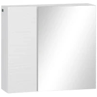 kleankin Armadio a Specchio da Bagno in Truciolato e Vetro con 4 Ripiani Regolabili e Design a Muro, 48x15x45 cm, Bianco