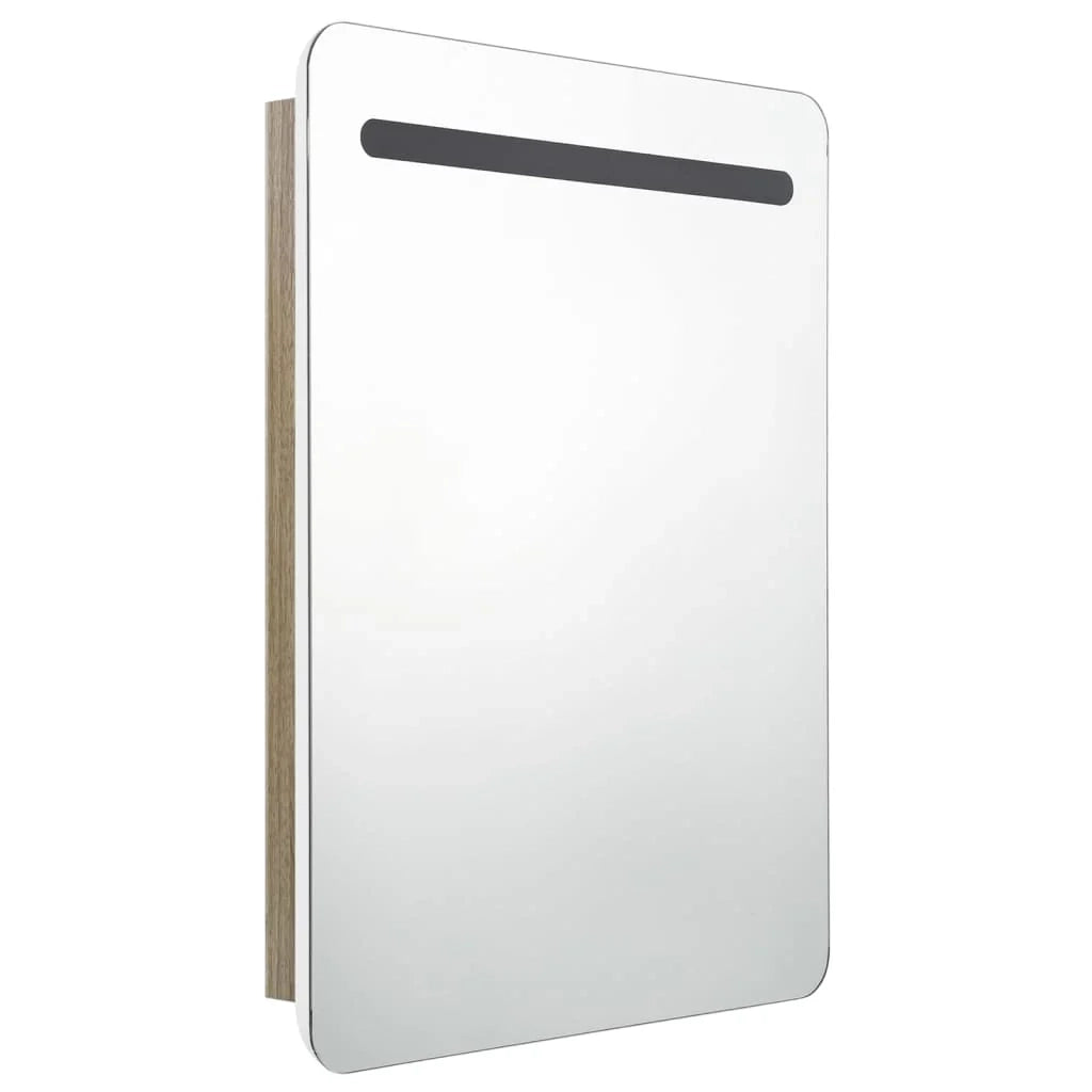 Mobile da bagno con specchio LED bianco 60 x 11 x 80 cm finitura rovere 02_0006586