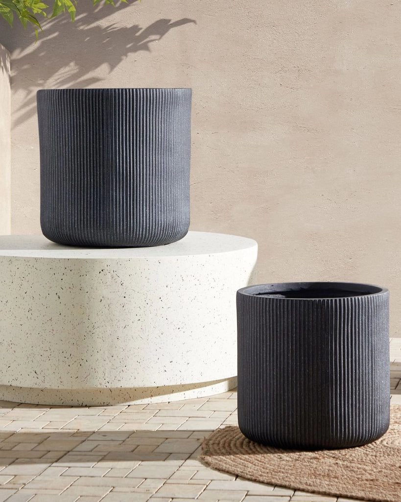 Vaso da fiori per in fibra di argilla grigio 37 x 37 x 37 cm giardino esterno terrazzo