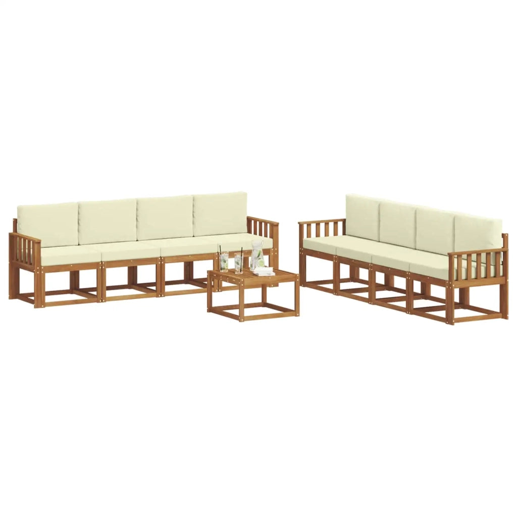 Set di divani da esterno con cuscino 9 pcs Naturale e Crema 3366178