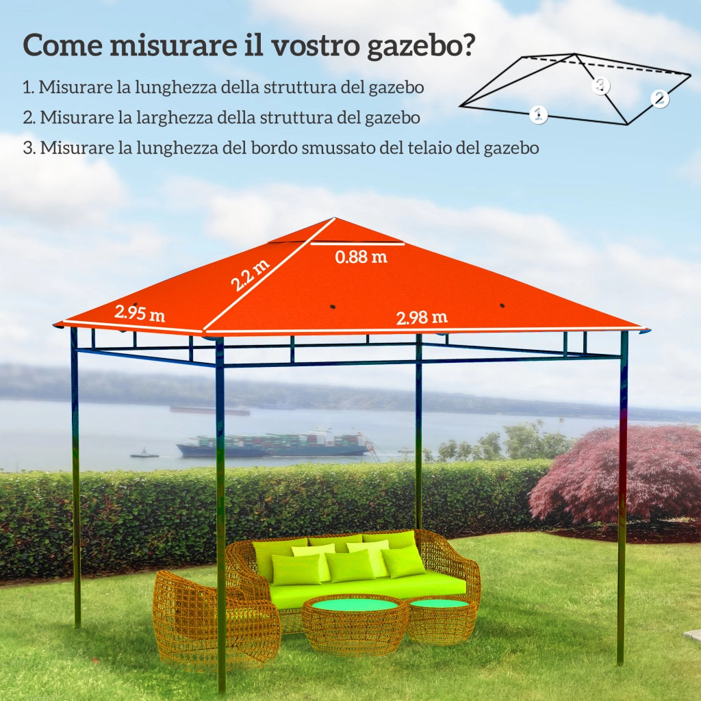 Telo per Gazebo da Giardino 3x3m ¨C zephmum ¨C Arancione in Poliestere