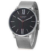 Trade Shop - Orologio Polso Curren 8238 Uomo Analogico Quarzo Maglia Silver Quad Nero -