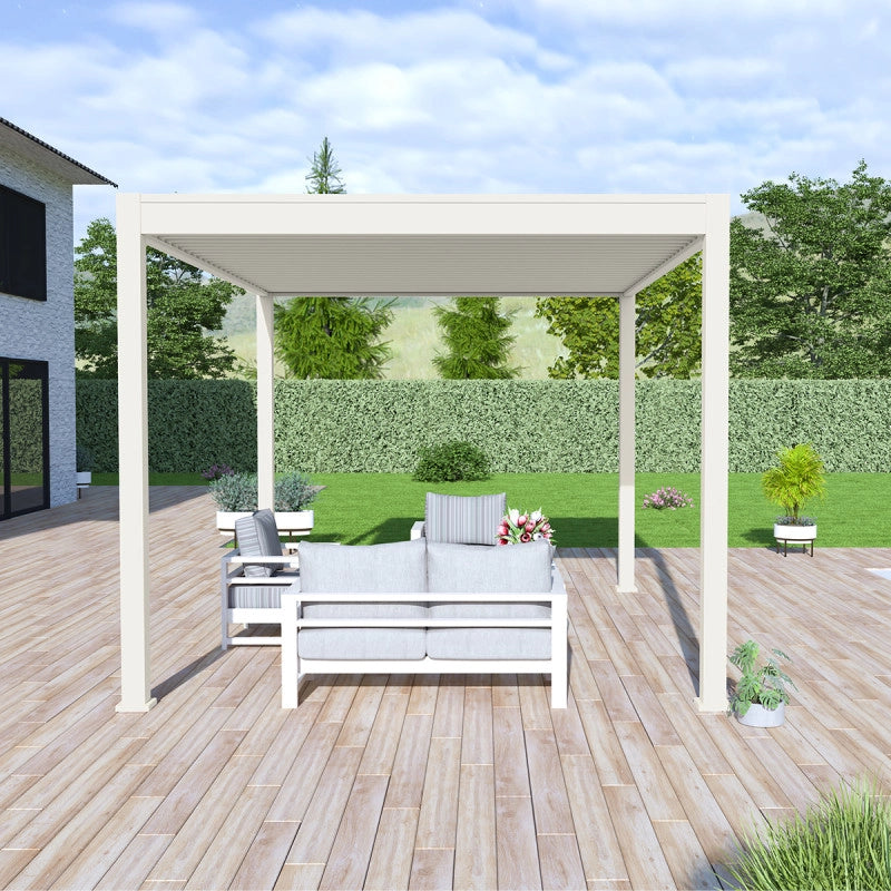 Pergola bioclimatica Ombréa autoportante VS 3x4M Bianco + 1 tenda 4M bianca
