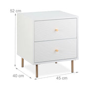 Moderno comodino con 2 pratici cassetti 52 x 45 x 40 cm in MDF bianco 13_0015838