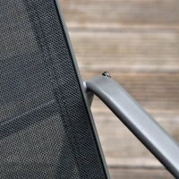 Set Tavolino con Panchina e 2 Sedie da Giardino, Arredamento da Esterno in Metallo e Texteline, Nero