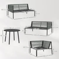 Salotto da Giardino in Rattan con Divano Angolare Modulabile, Tavolino da Caffè e Cuscini, Grigio