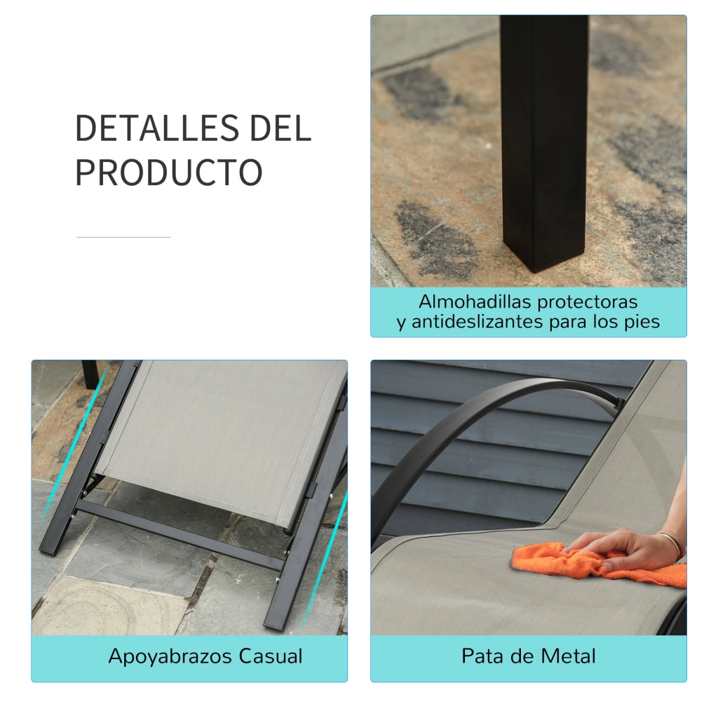 Set Tumbonas con Tavolino in Vetro ¨C Zephmum ¨C Grigio