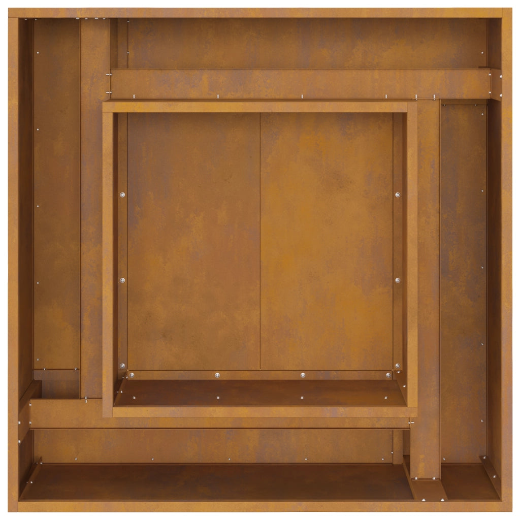 Focolare Quadrato 80x80x40 cm in Acciaio Invecchiato