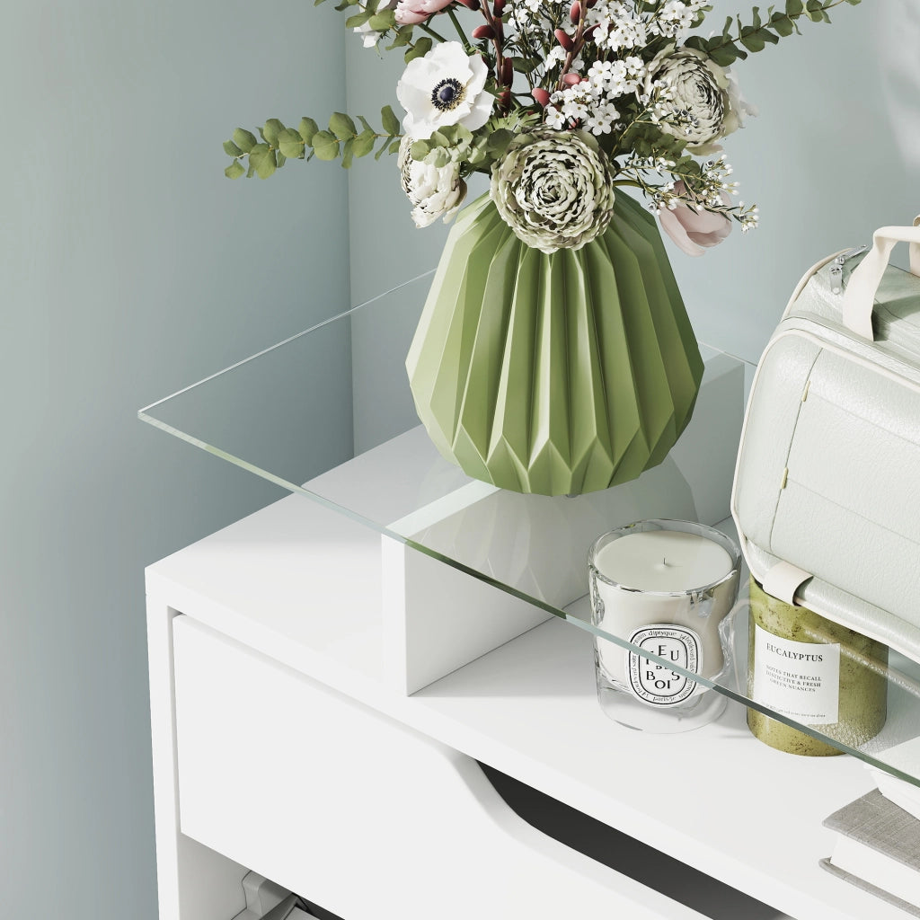 Scarpiera con Ante a Ribalta e Cassetto, Ripiani Regolabili, Porta Scarpe per 16 Paia ¨C Minimal ¨C Bianco Lucido, 89x23x96cm