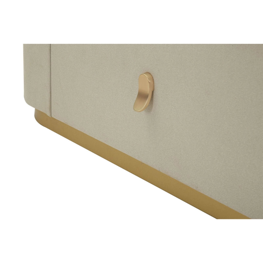 Como' Beauty 6 cassetti in legno crema e metallo dorato