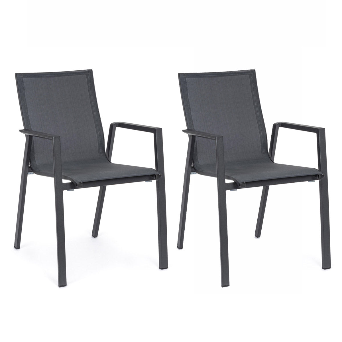 Sedia da Giardino Ferro Esterno Moderna Nera Tessuto e Metallo 2 Pz Krion