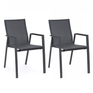 Sedia da Giardino Ferro Esterno Moderna Nera Tessuto e Metallo 2 Pz Krion