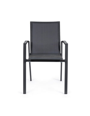 Sedia da Giardino Ferro Esterno Moderna Nera Tessuto e Metallo 2 Pz Krion