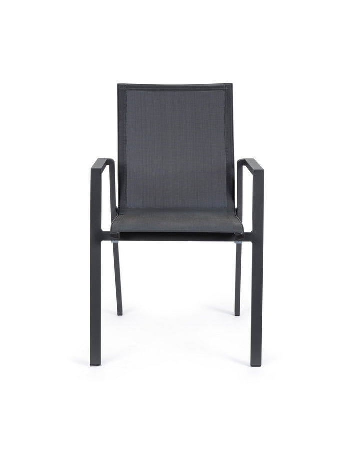 Sedia da Giardino Ferro Esterno Moderna Nera Tessuto e Metallo 2 Pz Krion