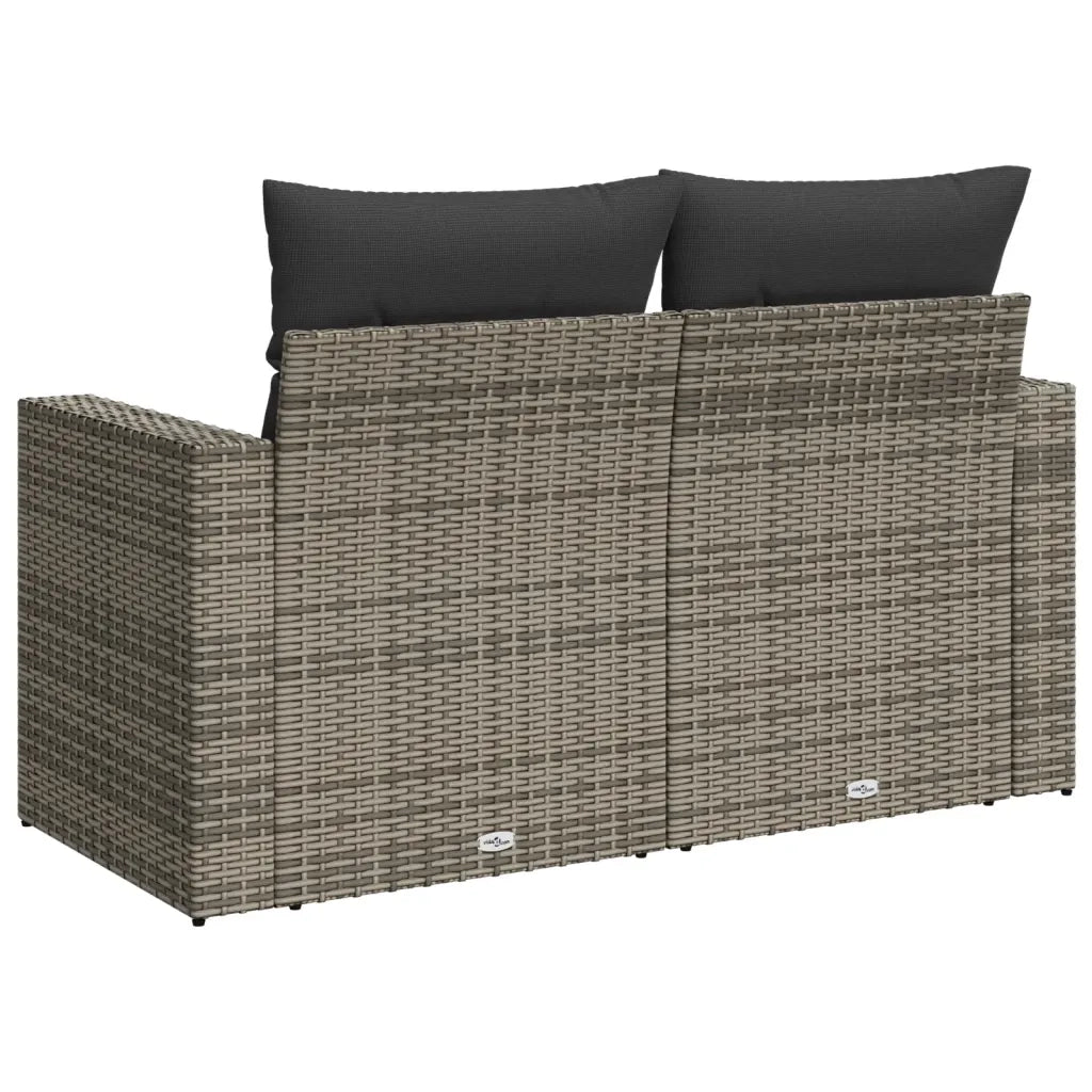 Divano da Giardino con Cuscini 2 Posti-Sofa da Giardino-Divano da esterno Grigio in Polyrattan 669719