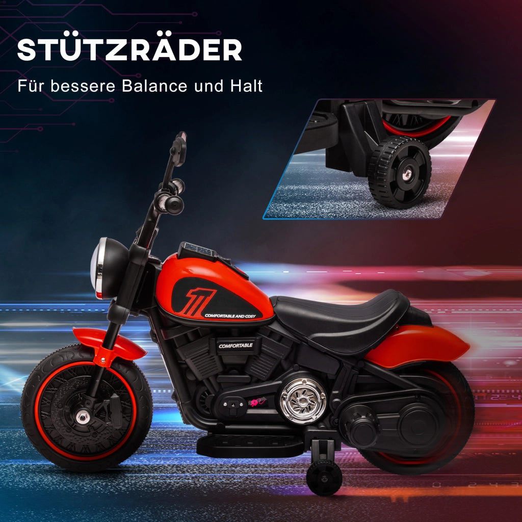 Moto Elettrica Bambini con Luci ¨C zephmum ¨C Rosso/Nero 76x42x57 cm