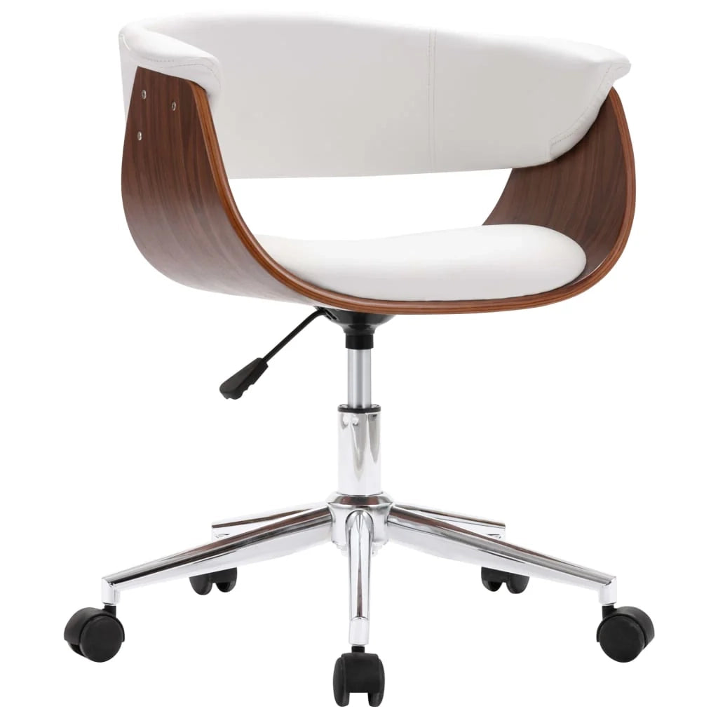 Sedia girevole da ufficio/studio in legno curvato e similpelle nera 02_0024084