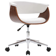 Sedia girevole da ufficio/studio in legno curvato e similpelle nera 02_0024084