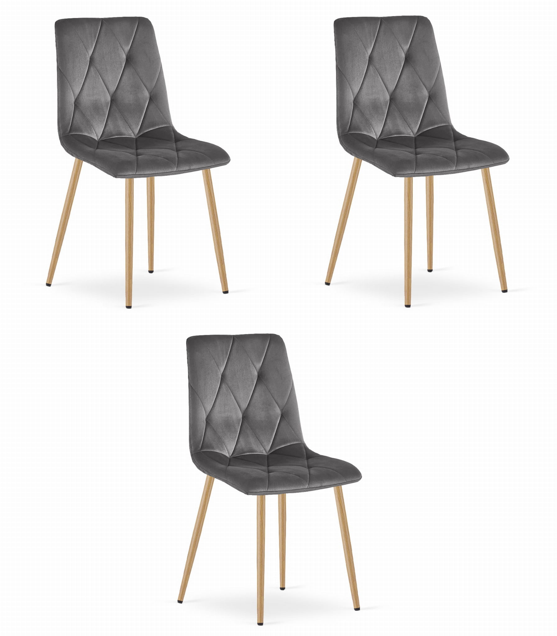 Sedia Valora TYRA in velluto grigio scuro con gambe in legno x3