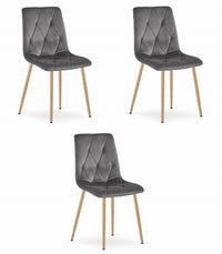 Sedia Valora TYRA in velluto grigio scuro con gambe in legno x3