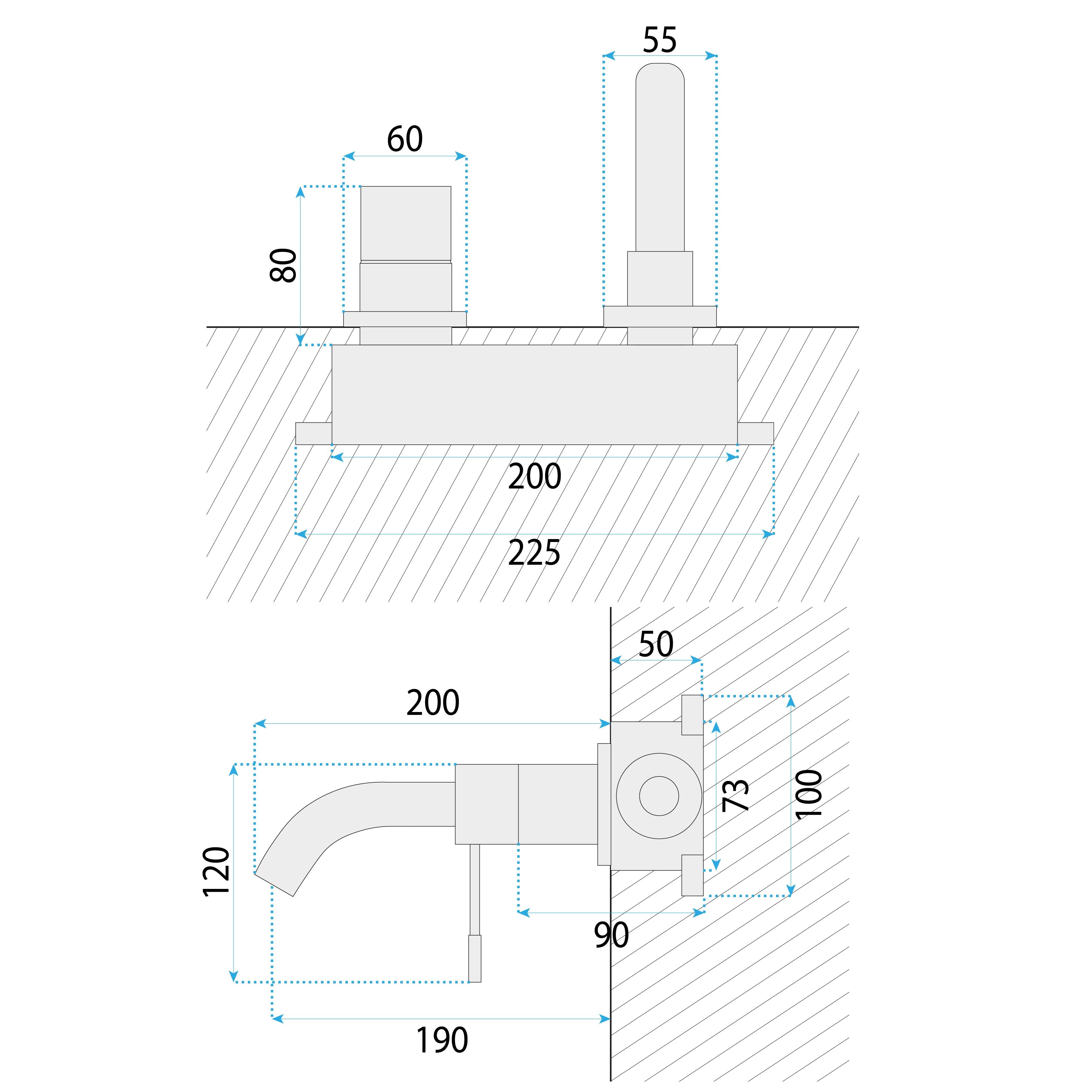 Rubinetto Da Incasso Rea Lungo Diamond Chrom + Box