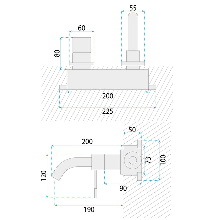 Rubinetto Da Incasso Rea Lungo Diamond Chrom + Box