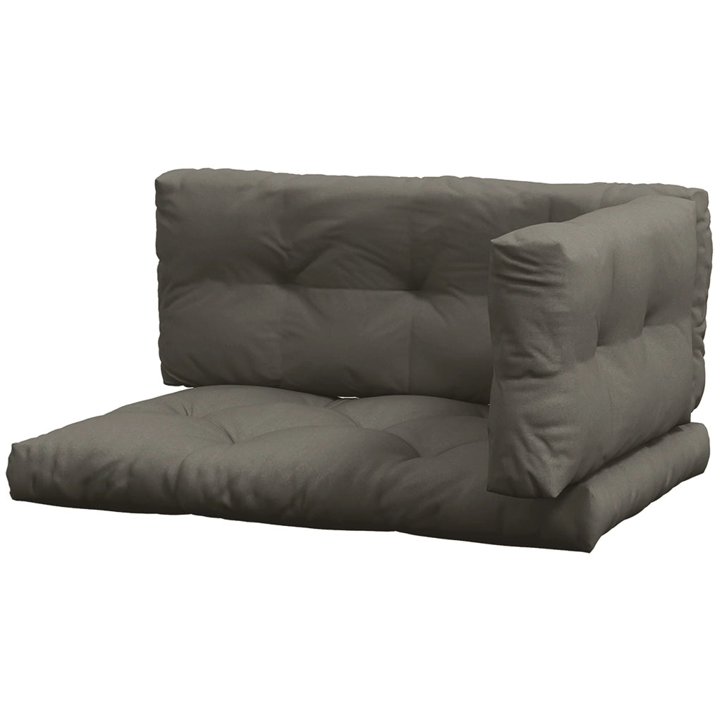 Set 3 Pezzi Cuscini da Giardino per Divani e Pallet in Poliestere con Imbottitura Spessa, Grigio Carbone