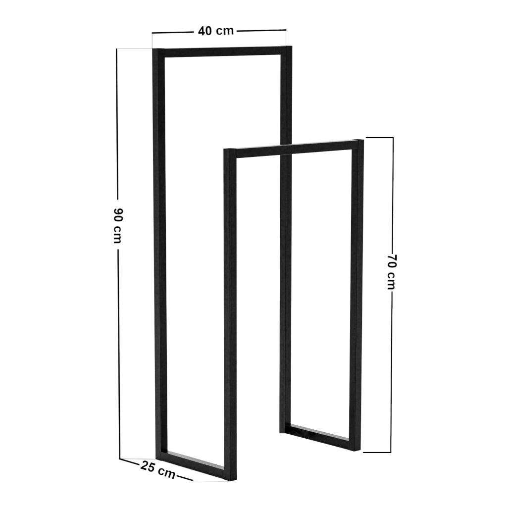 Stand Appendiabiti Holtålen con 2 Barre Porta Abiti 90 x 40 x 25 cm Acciaio Nero [en.casa]