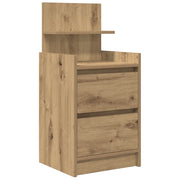 Comodino | Armadio da Notte | Mobiletto da notte con 2 Cassetti Rovere Artigianale 38x34x80 cm